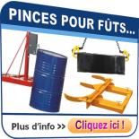 Pinces pour levage de fûts métalliques et plastiques